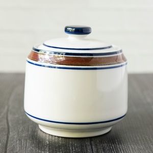 Salem Stoneware Georgetown sugar brown white blue